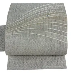 名古屋帯 秀品 幾何学模様 金銀糸 灰色 正絹 【中古】