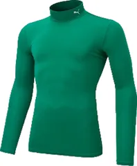 プーマ PUMA サッカー コンプレッション モックネック メンズ 男性 ロングスリーブ シャツ アンダーシャツ インナー 長袖 トップス 着圧素材 部活 練習 トレーニング ジム 新入生  656331 05 ペッパー グリーン×プー