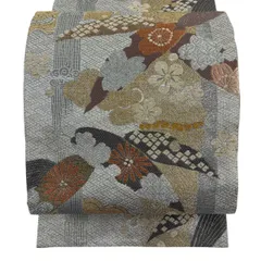 袋帯 名品 松竹梅 桜 金糸 銀糸 銀色 六通 正絹 【中古】