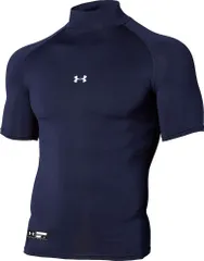 アンダーアーマー UNDER ARMOUR 野球 UAヒートギアアーマー コンプレッション ショートスリーブ モックシャツ メンズ 半袖 インナー ベースレイヤー 部活 ジム フィットネス ランニング  1358642 410 MIDNIGHTNAVY