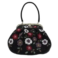 和装バッグ 優品 ビーズバッグフォーマル 草花 黒 ビーズ 和装小物  【中古】
