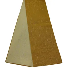 半幅帯 優品 よろけ縞 ラメ糸 山吹茶色 化繊 【中古】