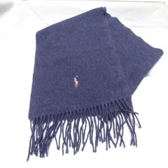POLO RALPH LAUREN マフラー ネイビー ウール100％ ポロ･ラルフ･ローレン フリンジ付きマフラー