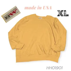 HH01901 USA製BW無地ラグランスウェットトレーナーXLイエローバセットウォーカーのサムネイル