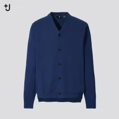 L UNIQLO +J Jil Sander ジルサンダー シルクコットン オーバーサイズ カーディガン ブルー #A1