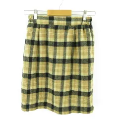 イーハイフンワールドギャラリー E HYPHEN WORLD GALLERY スカート ミニ タイト チェック 茶 F *T654