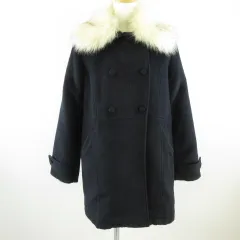 アースミュージック&エコロジー EARTH MUSIC & ECOLOGY NaturalLabel ステンカラーコート 2WAY ロング 長袖 ダブルボタン 紺 S *E980