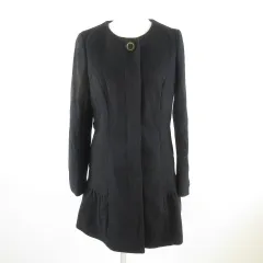 フェルゥ Feroux ノーカラーコート 長袖 ロング 黒 2 *E392