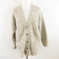 ユニクロ UNIQLO ローゲージVネックカーディガン ニット 長袖 ベージュ S *A455