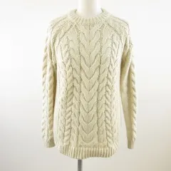 エイチ&エム H&M ニット セーター 長袖 ケーブル オフホワイト 白 S *T893