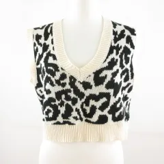シーイン SHEIN ニットベスト プルオーバー 総柄 ベージュ 黒 M *T122