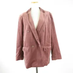 ジーユー GU テーラードジャケット 長袖 ダブル ベロア ボルドー XL *T252