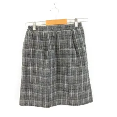 イーハイフンワールドギャラリー E HYPHEN WORLD GALLERY PEACE ミニスカート チェック グレー 紺 F *A1