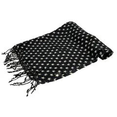 Glen Prince(グレンプリンス) ストール(ショール) - ダークネイビー×白 スター(星) ウール