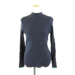 ディスコート Discoat リブニット セーター 長袖 紺 L *A108