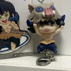 鬼滅の刃 伊之助 キーホルダー + ラバーストラップ / 日本 正規品 / 大ロング ガチャ