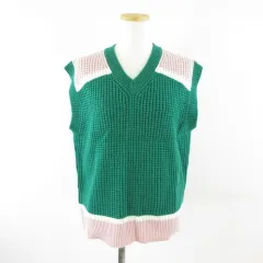 ユニクロ UNIQLO MARNI ニットベスト Vネック 緑 XL *T792
