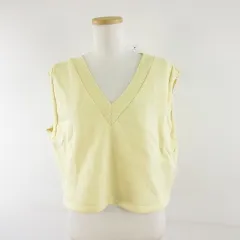 ザラ ZARA ベスト ジレ ショート丈 裏起毛 黄 S *A474