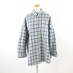 グレイル GRL オーバーサイズシャツジャケット 長袖 チェック 青 白 F *A498