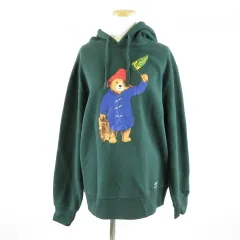 ザラ ZARA パーカー プルオーバー 長袖 くまプリント 裏起毛 緑 L *A660