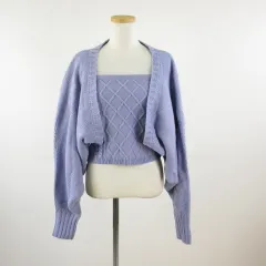 グレイル GRL ボリュームスリーブカーディガン ニット キャミソール 紫 L *T101