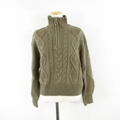 ジーユー GU ケーブルハーフジップセーター 長袖 茶 S *A514