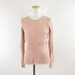 ジーユー GU リブボタンスリーブセーター 長袖 ピンク S *A575