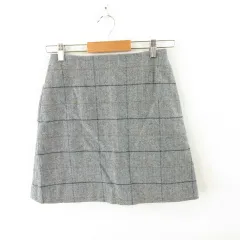 ユニクロ UNIQLO ウールブレンドミニスカート チェック グレー 61 *A548