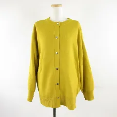 ジーユー GU オーバーサイズカーディガン ニット 長袖 黄 L *A659