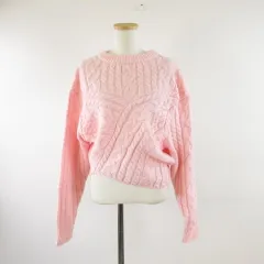Knit mix ケーブルニット セーター 長袖 ピンク M *A379