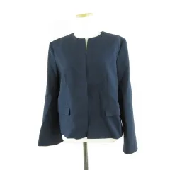 ザラ ZARA ノーカラージャケット 長袖 紺 M *A558