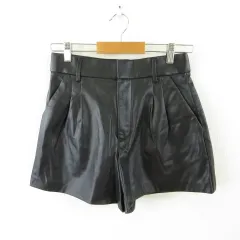 ザラ ZARA ショートパンツ フェイクレザー 黒 S *T934