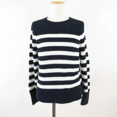 バナナリパブリック BANANA REPUBLIC ニット セーター 長袖 ボーダー 紺 白 M *T576