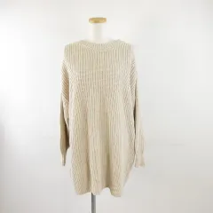 ショコラフィネローブ chocol raffine robe 畦ニットチュニック ビッグシルエット 長袖 アイボリー F *A996