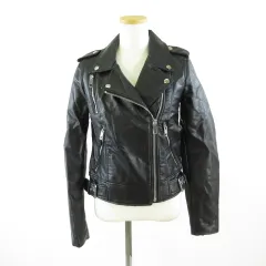 ザラ ZARA ライダースジャケット 長袖 フェイクレザー 黒 XS *T820