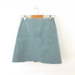 レイビームス Ray Beams ミニスカート台形 フェイクスエード くすみブルー 青 0 *T308