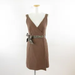 セシルマクビー CECIL McBEE ジャンパースカート ワンピース ミニ ラップ 茶 M *T524