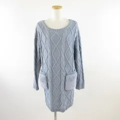 セシルマクビー CECIL McBEE ケーブルニットワンピース ミニ 長袖 青 M *A753