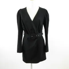 ザラ ZARA ワンピース ミニ 長袖 黒 M *T818