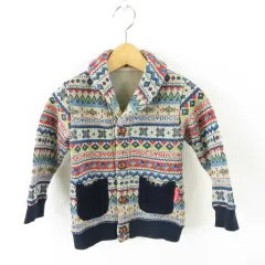 ロデオクラウンズ Rodeo Crowns ジャケット 長袖 総柄 裏起毛 グレー 青 S *A1