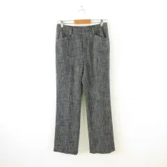 コムサ COMME CA ワイドパンツ ロング ストレッチ 総柄 グレー 黒 11 *A9