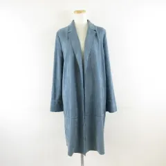 ザラ ZARA フェイクスエードコート ロング 長袖 青 S *A899 