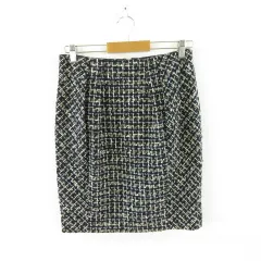 アンタイトル UNTITLED ひざ丈ツイードスカート タイト 黒 紺 3 *A888