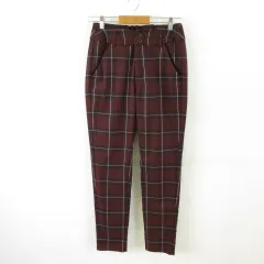 スーパーハッカ SUPER HAKKA ハイウエストパンツ ロング チェック 茶 M *T273