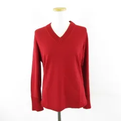 バーバリー ロンドン BURBERRY LONDON ウールニット セーター 長袖 ワンポイント 赤 4 *A403 