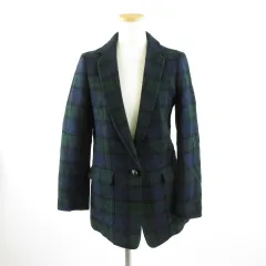 シップス SHIPS テーラードウールジャケット 長袖 チェック 緑 S *A467