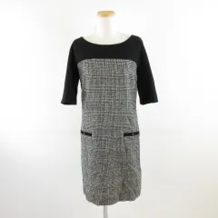 アンタイトル UNTITLED ミニワンピース チェック 五分袖 黒 白 3 *A888 