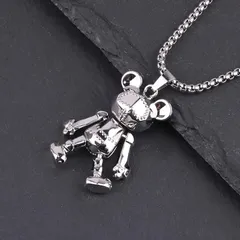 ネックレス　男女兼用　アクセサリー　関節が動く　クマ　シルバー　60㎝