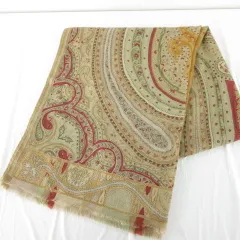 エトロ ETRO ストール ショール ペイズリー 総柄 カシミヤ混 茶 *T540