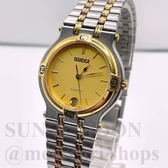 Working/Good Condition GUCCI 9000M Men's Watch with Date Display, Gold and Two-Tone Color, TJ261-w5